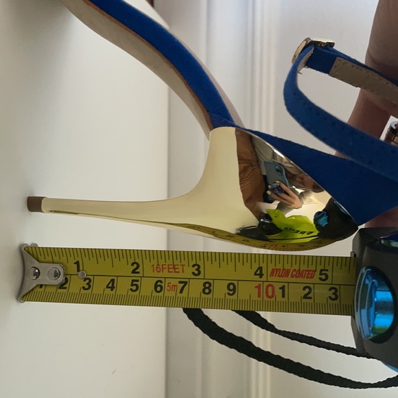 Zara blue strap heels with metallic gold heel size 37 - Picture 3 of 4